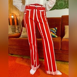 Vintage DEADSTOCK 70s Striped Bellbottom Flare Jeans, Americana, Clown Core